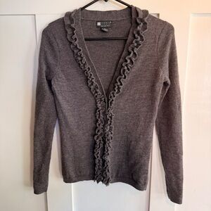 Carole Little Charcoal Ruffled Cardigan
